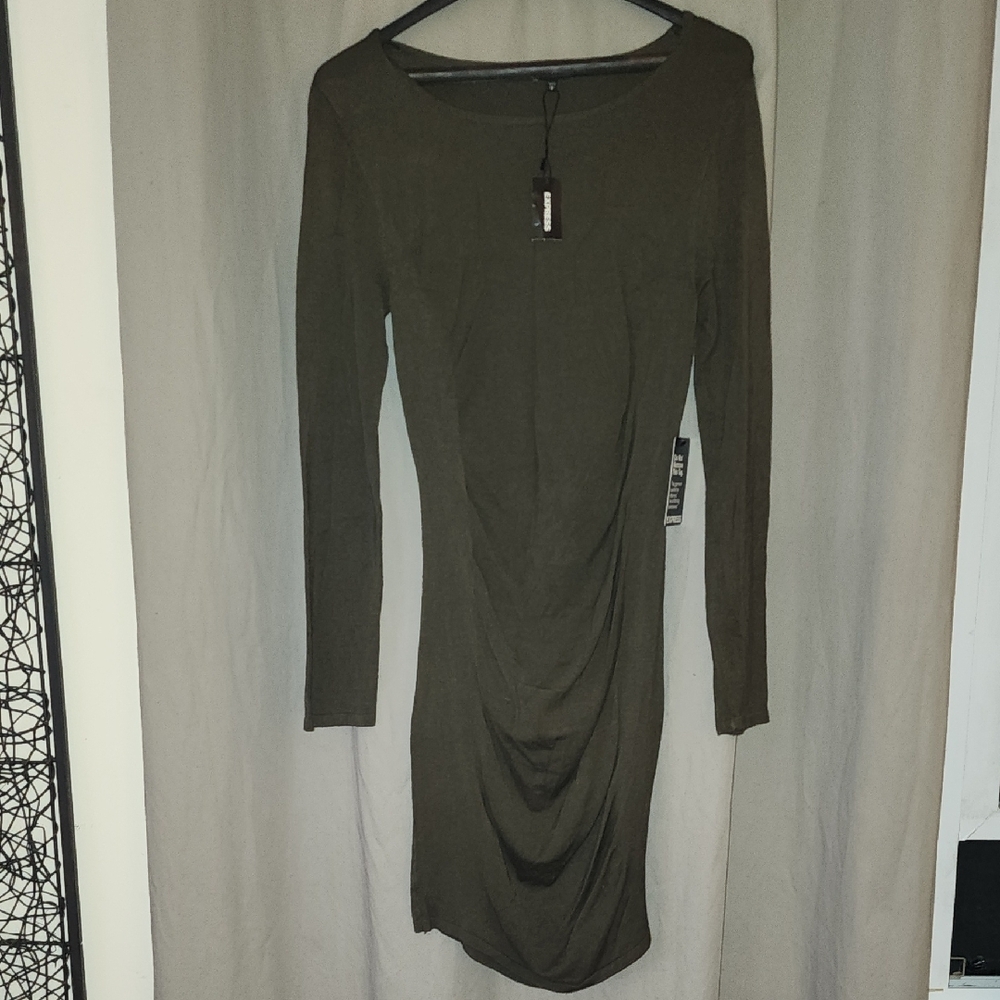Express Women’s Long Sleeve Sweater Dress Dark Green Size M - New With Tag